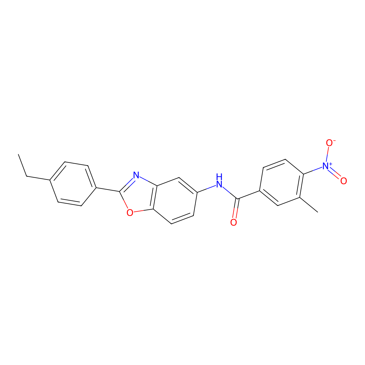 N-[2-(4-ethylphenyl)-1,3-benzoxazol-5-yl]-3-methyl-4-nitrobenzamide molecular structure, CAS 313667-35-5