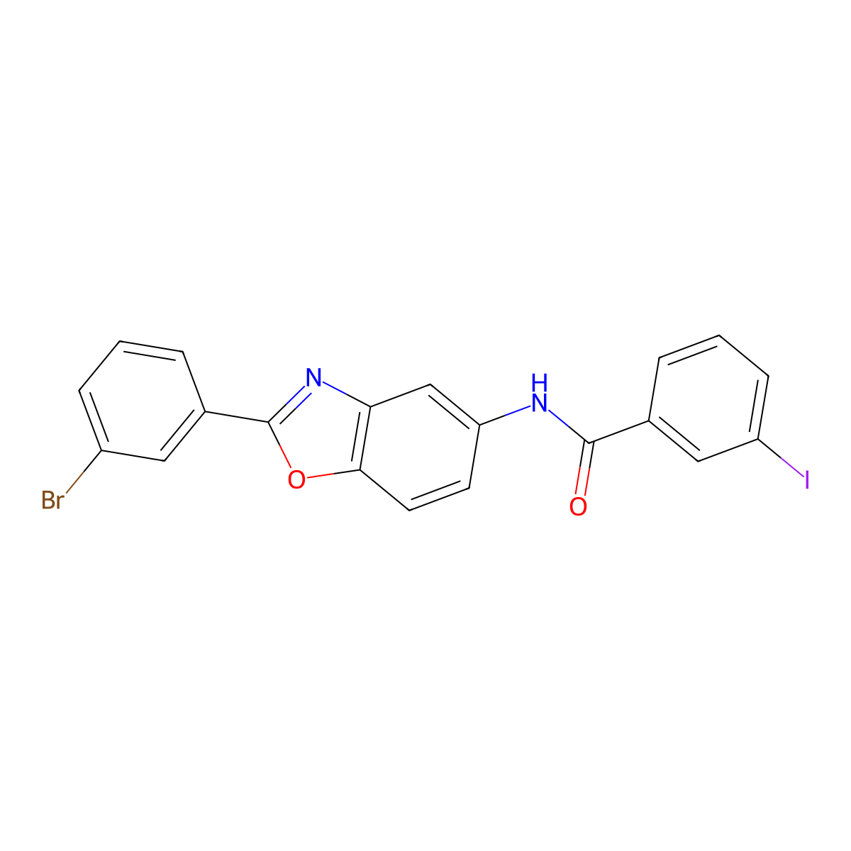 N-[2-(3-bromophenyl)-1,3-benzoxazol-5-yl]-3-iodobenzamide molecular structure, CAS 313667-48-0