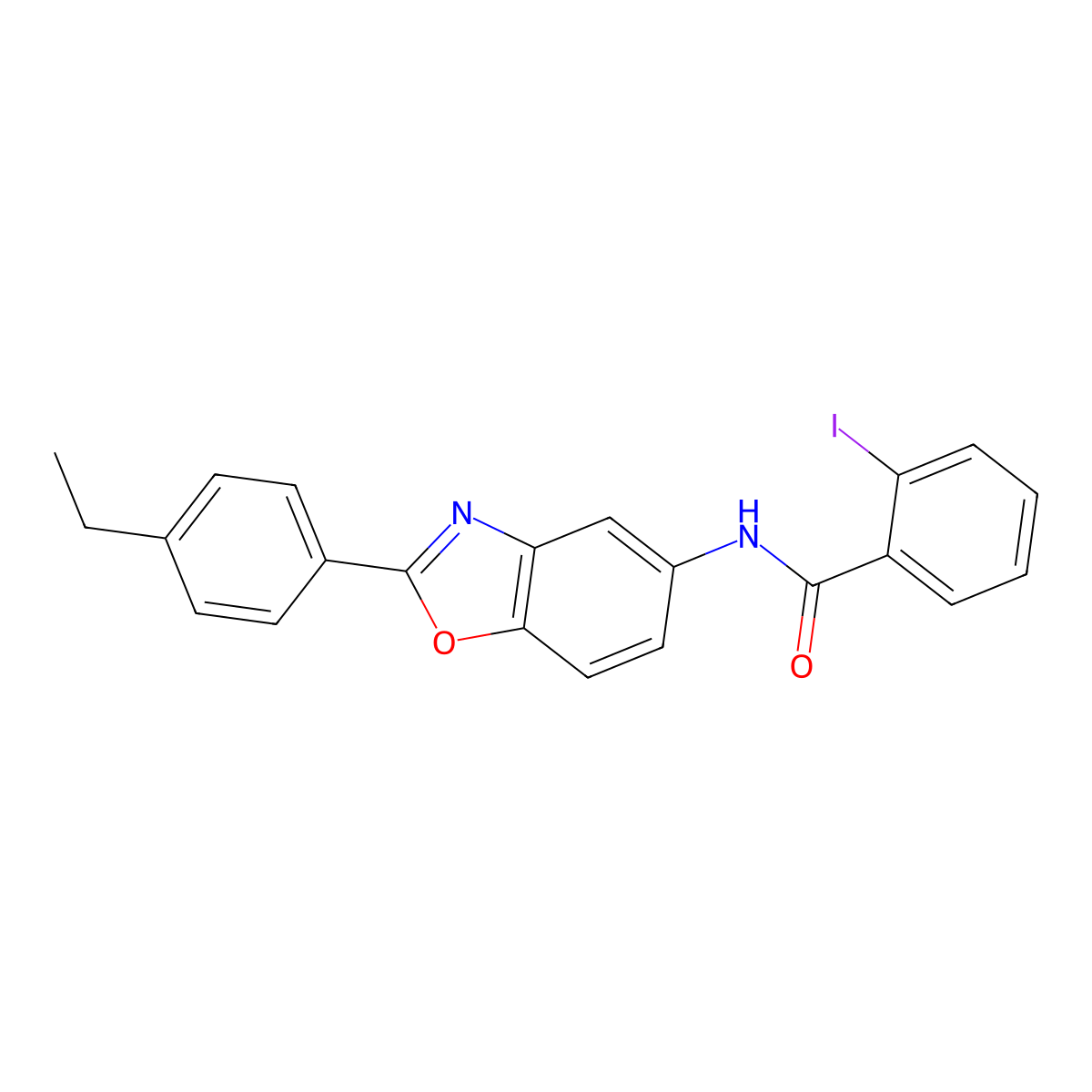N-[2-(4-ethylphenyl)-1,3-benzoxazol-5-yl]-2-iodobenzamide molecular structure, CAS 313667-72-0