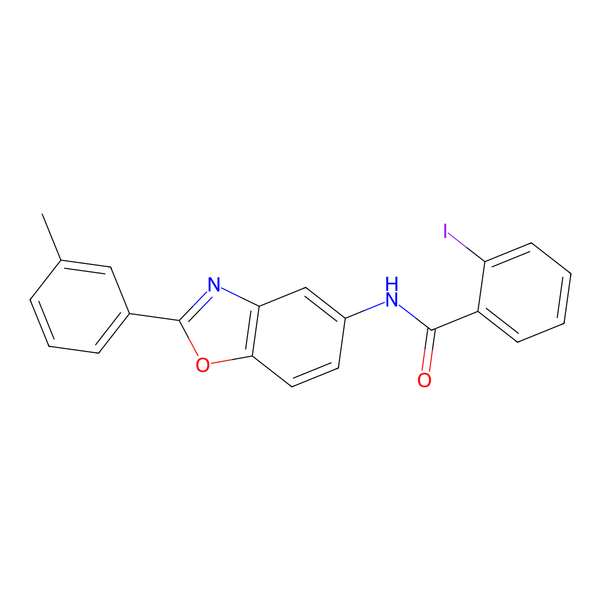 2-iodo-N-[2-(3-methylphenyl)-1,3-benzoxazol-5-yl]benzamide molecular structure, CAS 313668-06-3
