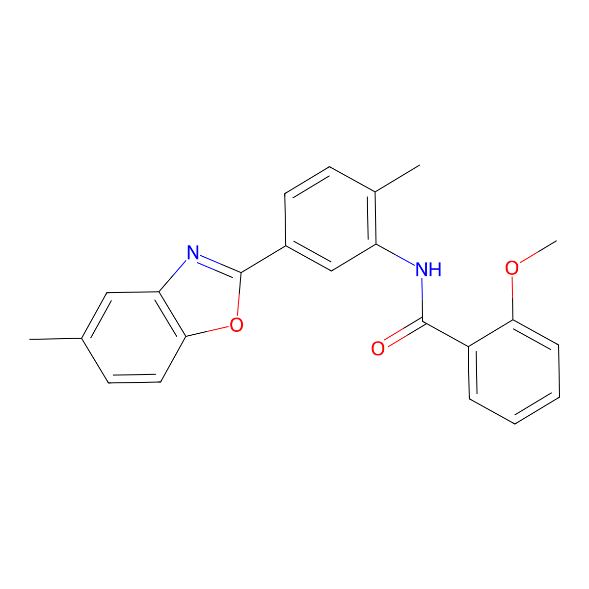 2-methoxy-N-[2-methyl-5-(5-methyl-1,3-benzoxazol-2-yl)phenyl]benzamide molecular structure, CAS 313668-21-2