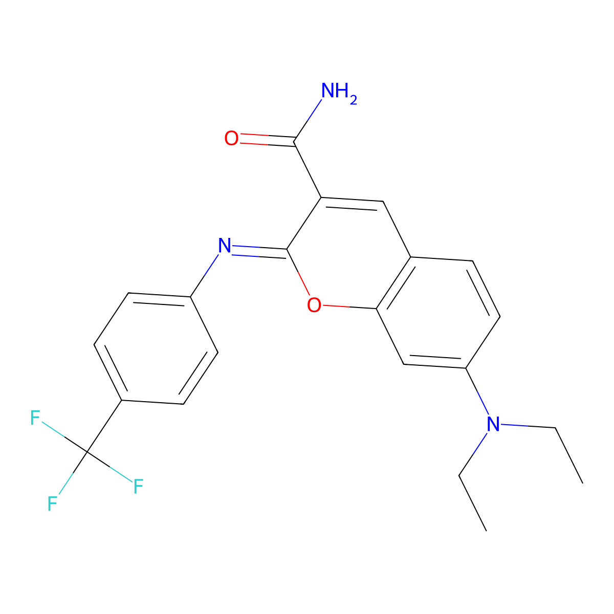 (Z)-7-(diethylamino)-2-((4-(trifluoromethyl)phenyl)imino)-2H-chromene-3-carboxamide molecular structure, CAS 313668-72-3