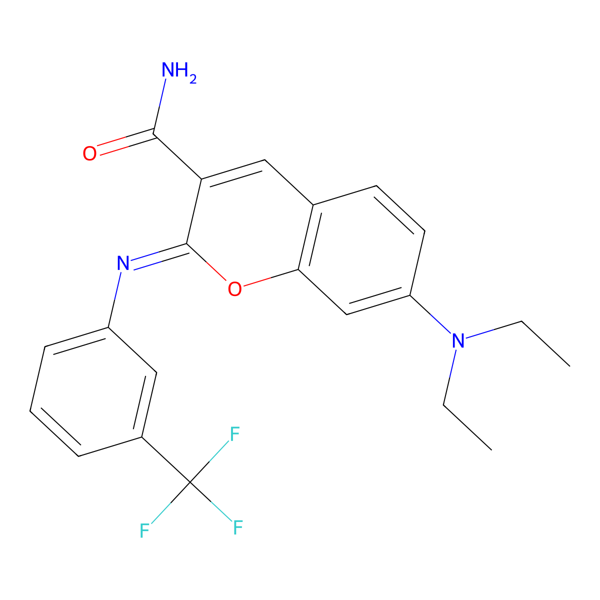 (2Z)-7-(diethylamino)-2-{[3-(trifluoromethyl)phenyl]imino}-2H-chromene-3-carboxamide molecular structure, CAS 313668-74-5