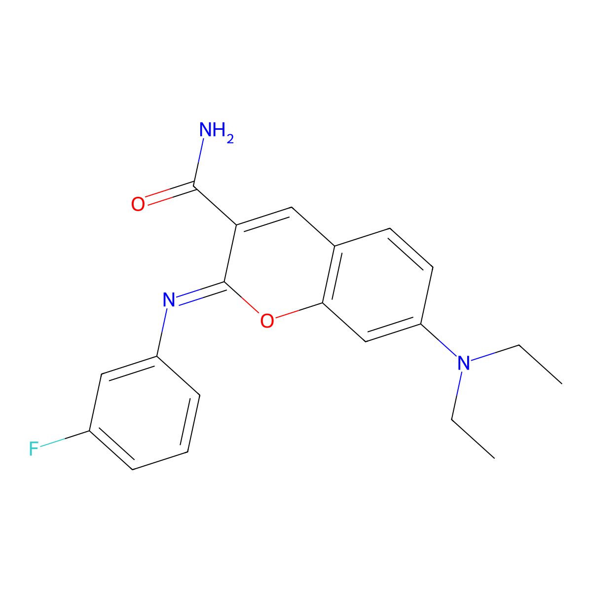 (2Z)-7-(diethylamino)-2-[(3-fluorophenyl)imino]-2H-chromene-3-carboxamide molecular structure, CAS 313668-78-9