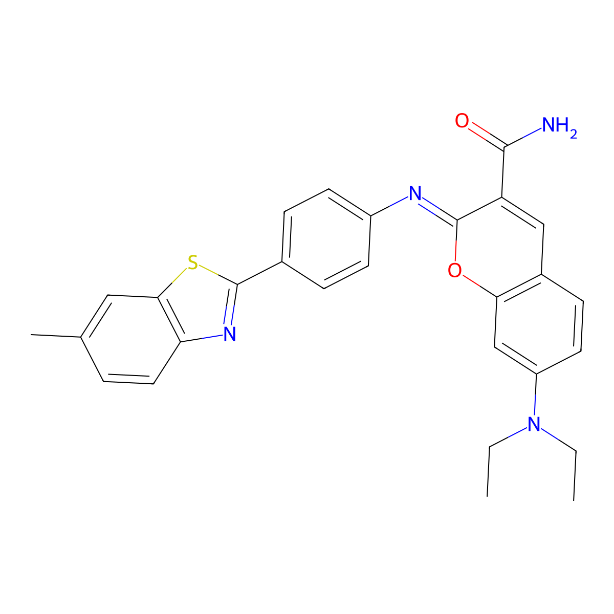7-(Diethylamino)-2-[4-(6-methyl-1,3-benzothiazol-2-yl)phenyl]iminochromene-3-carboxamide molecular structure, CAS 313668-84-7