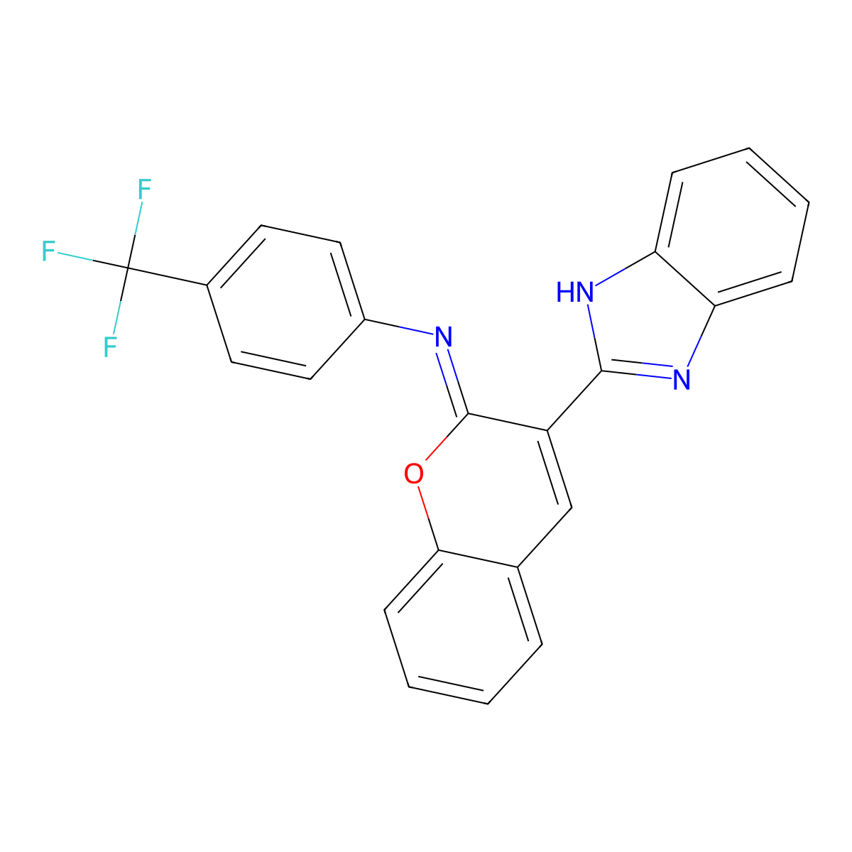 (Z)-N-(3-(1H-benzo[d]imidazol-2-yl)-2H-chromen-2-ylidene)-4-(trifluoromethyl)aniline molecular structure, CAS 313668-90-5