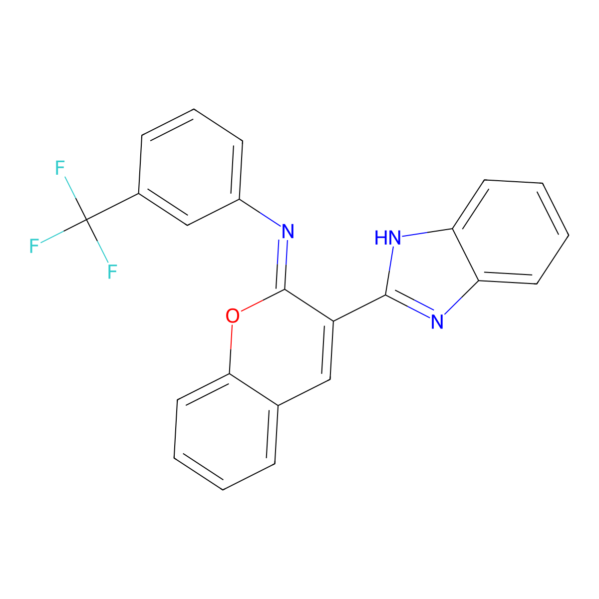 (2Z)-3-(1H-1,3-benzodiazol-2-yl)-N-[3-(trifluoromethyl)phenyl]-2H-chromen-2-imine molecular structure, CAS 313668-92-7