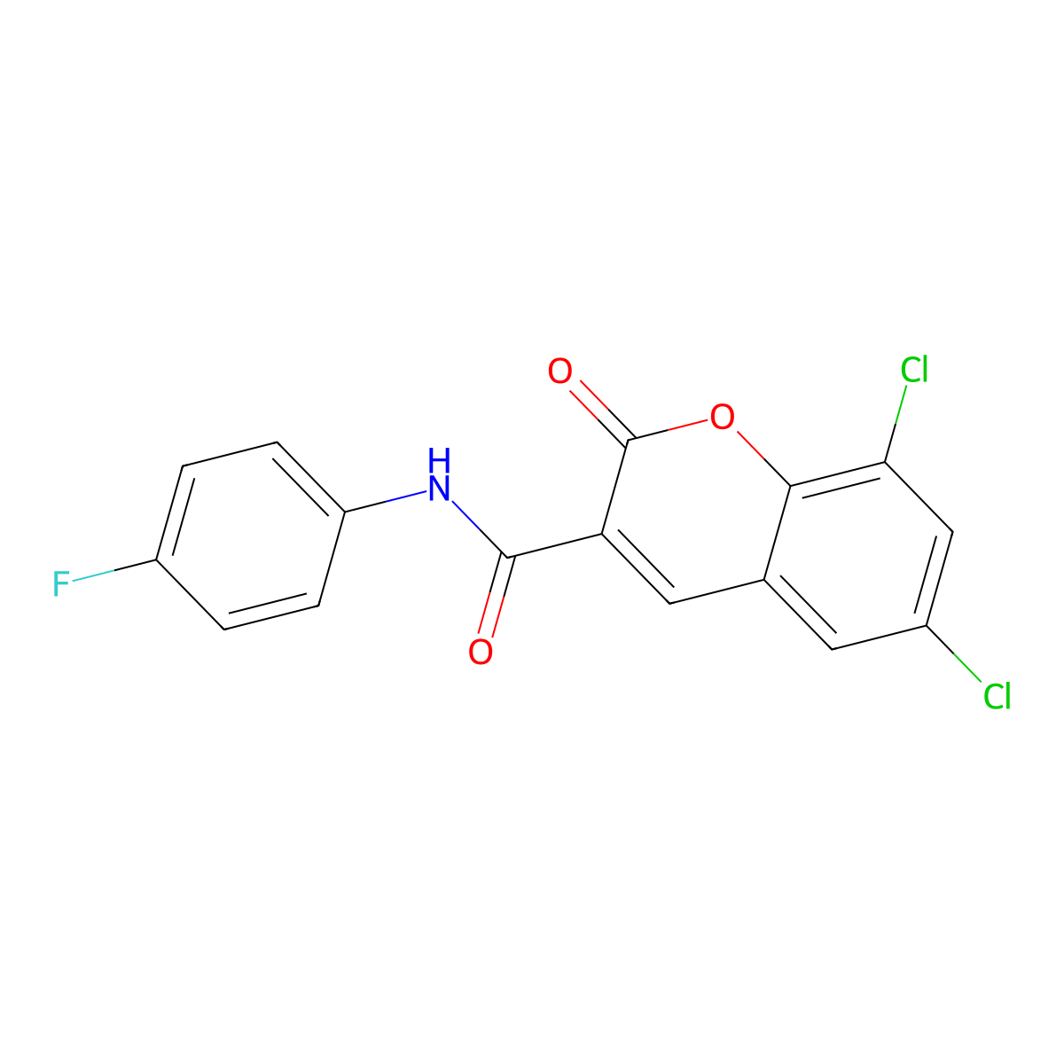6,8-dichloro-N-(4-fluorophenyl)-2-oxo-2H-chromene-3-carboxamide molecular structure, CAS 313669-52-2