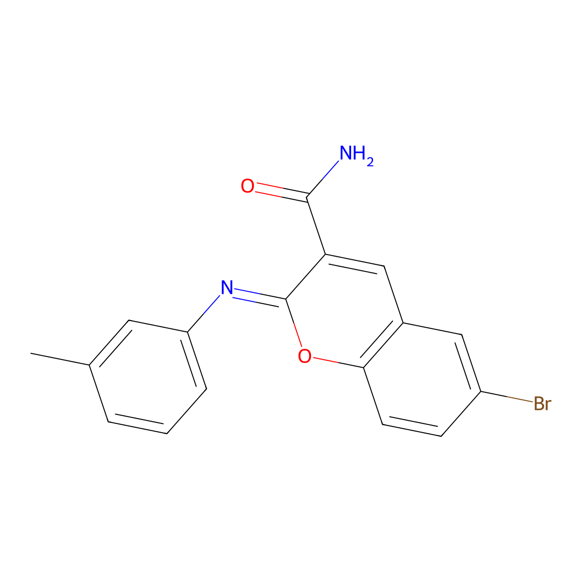 (2Z)-6-bromo-2-[(3-methylphenyl)imino]-2H-chromene-3-carboxamide molecular structure, CAS 313669-76-0