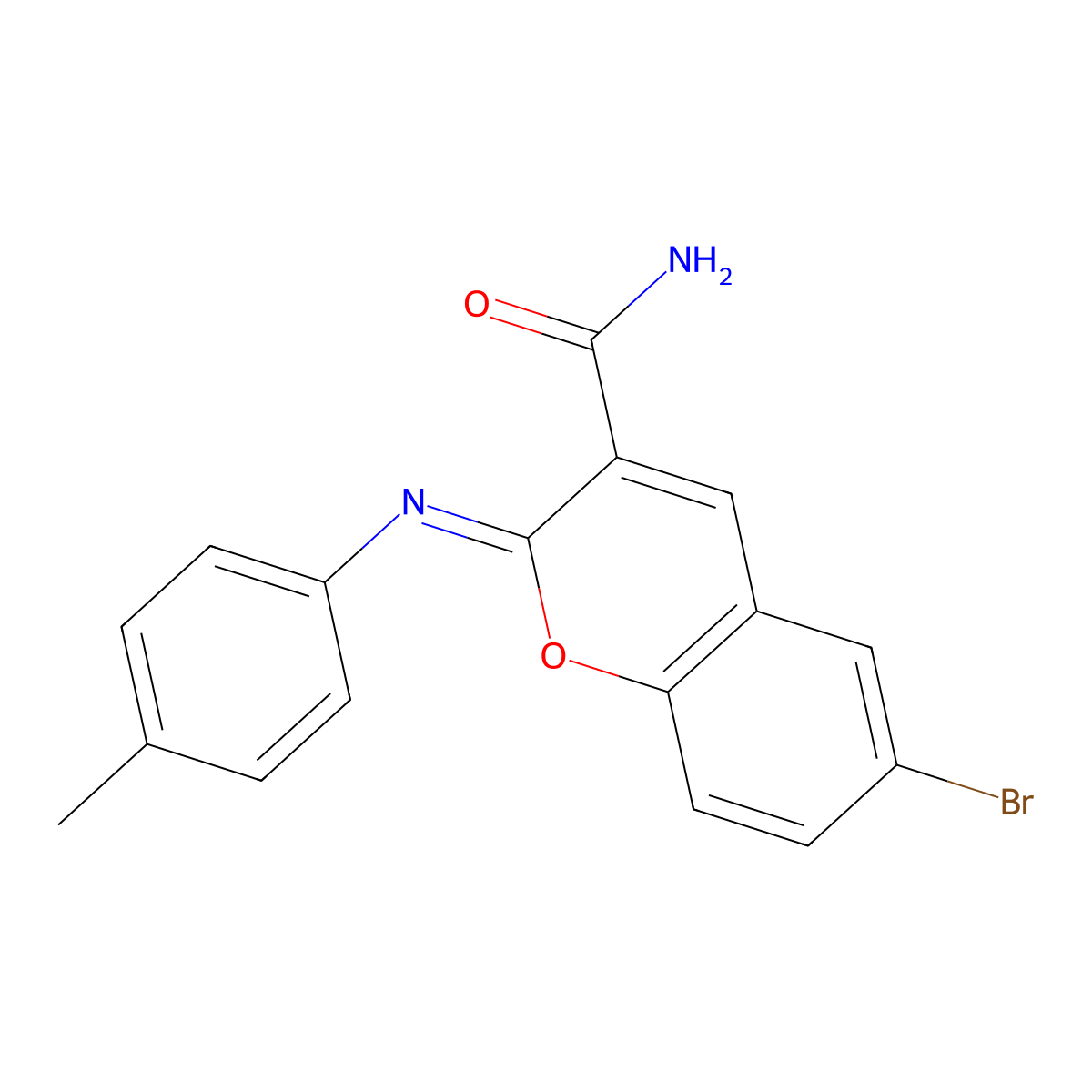 (2Z)-6-bromo-2-[(4-methylphenyl)imino]-2H-chromene-3-carboxamide molecular structure, CAS 313669-77-1