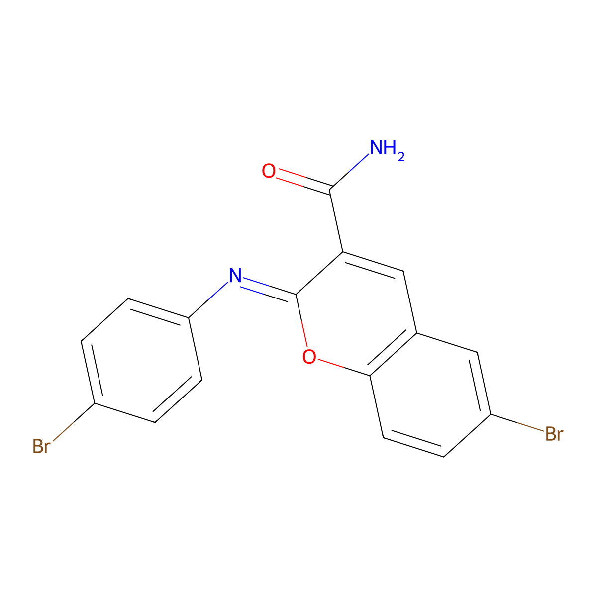 (2Z)-6-bromo-2-[(4-bromophenyl)imino]-2H-chromene-3-carboxamide molecular structure, CAS 313669-78-2