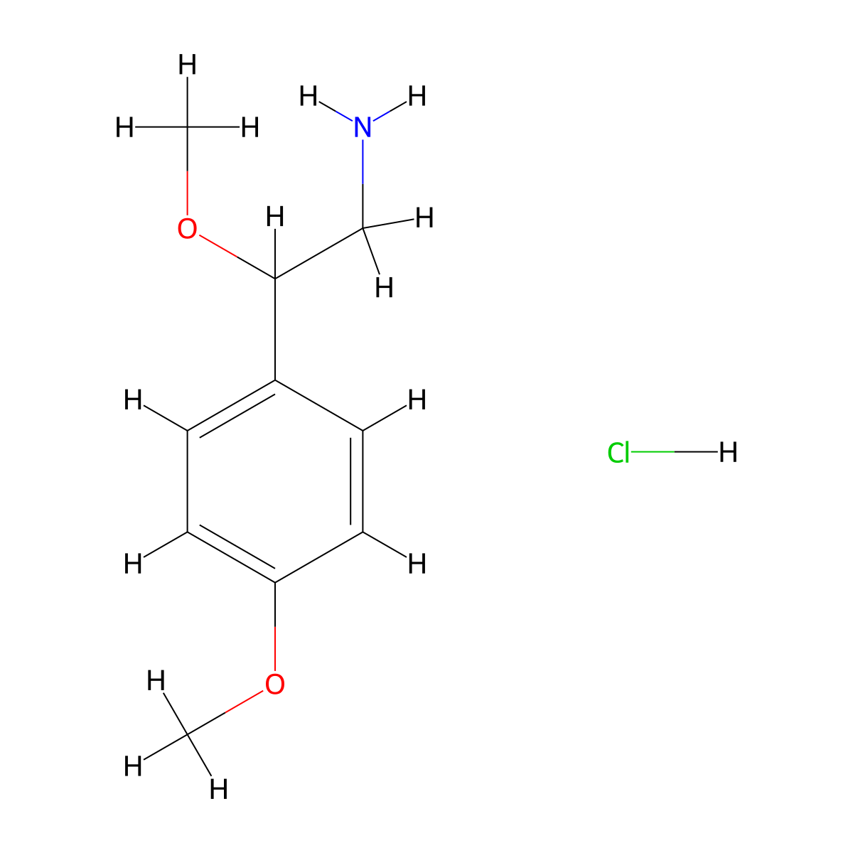 2-Methoxy-2-(4-methoxyphenyl)ethanamine;hydrochloride molecular structure, CAS 31367-43-8