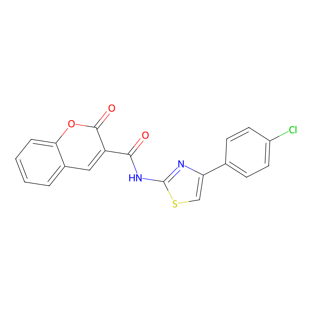 N-(4-(4-chlorophenyl)thiazol-2-yl)-2-oxo-2H-chromene-3-carboxamide molecular structure, CAS 313670-68-7