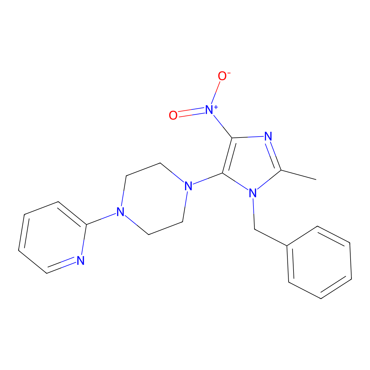 1-(3-Benzyl-2-methyl-5-nitroimidazol-4-yl)-4-pyridin-2-ylpiperazine molecular structure, CAS 313670-74-5