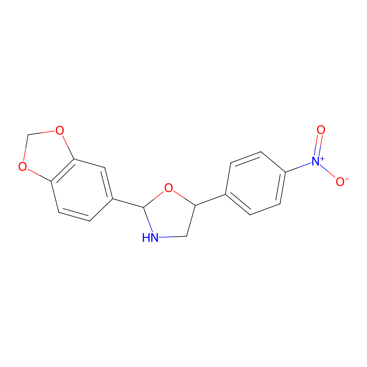 2-(1,3-Benzodioxol-5-yl)-5-(4-nitrophenyl)-1,3-oxazolidine molecular structure, CAS 313670-82-5