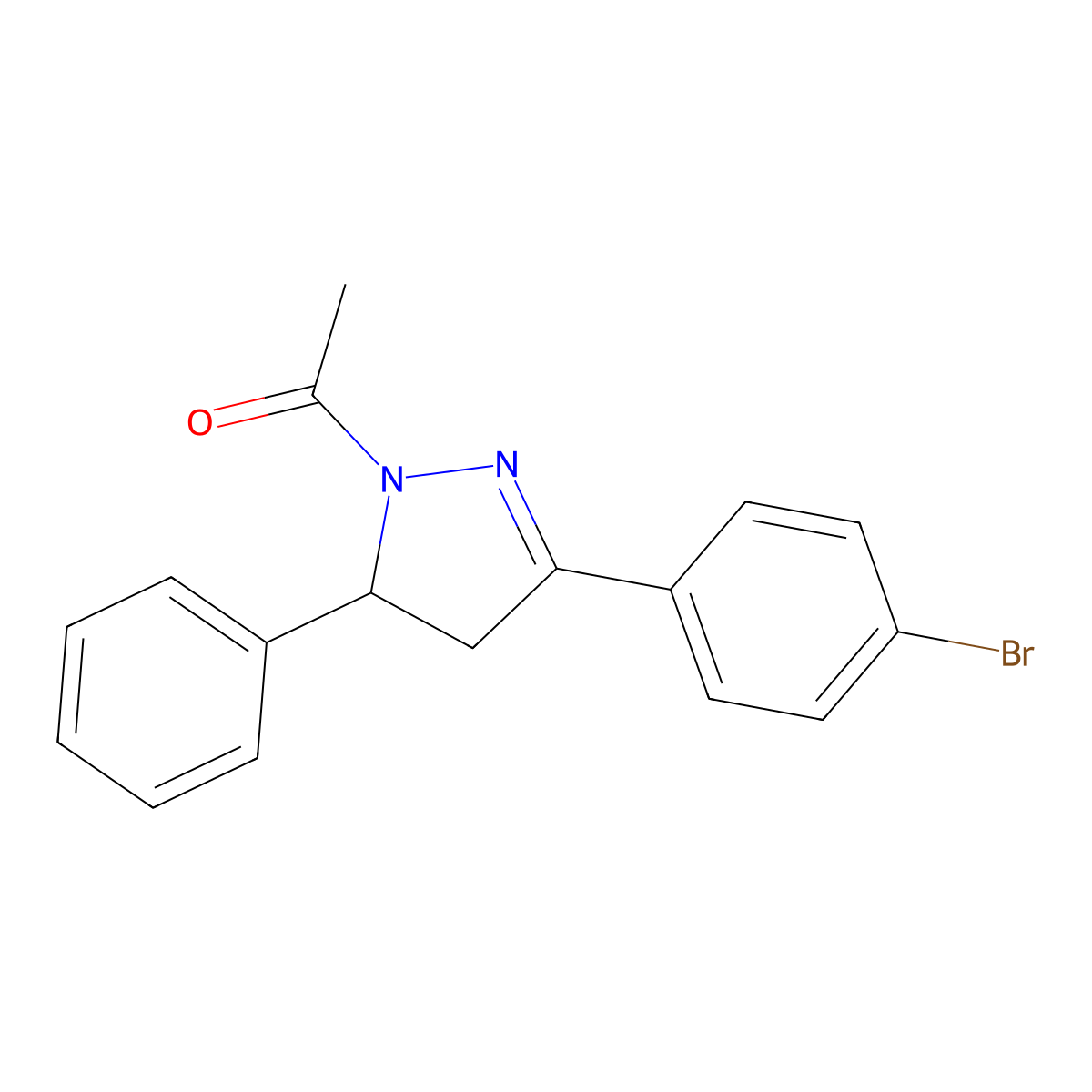 1-(3-(4-bromophenyl)-5-phenyl-4,5-dihydro-1H-pyrazol-1-yl)ethanone molecular structure, CAS 313670-86-9