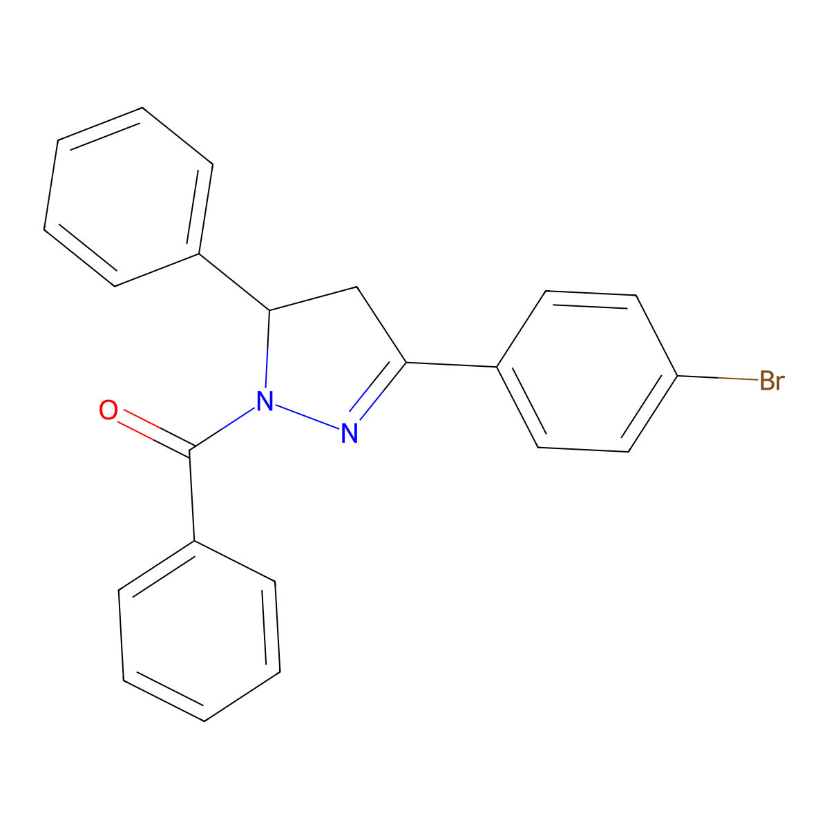 1-benzoyl-3-(4-bromophenyl)-5-phenyl-4,5-dihydro-1H-pyrazole molecular structure, CAS 313670-88-1