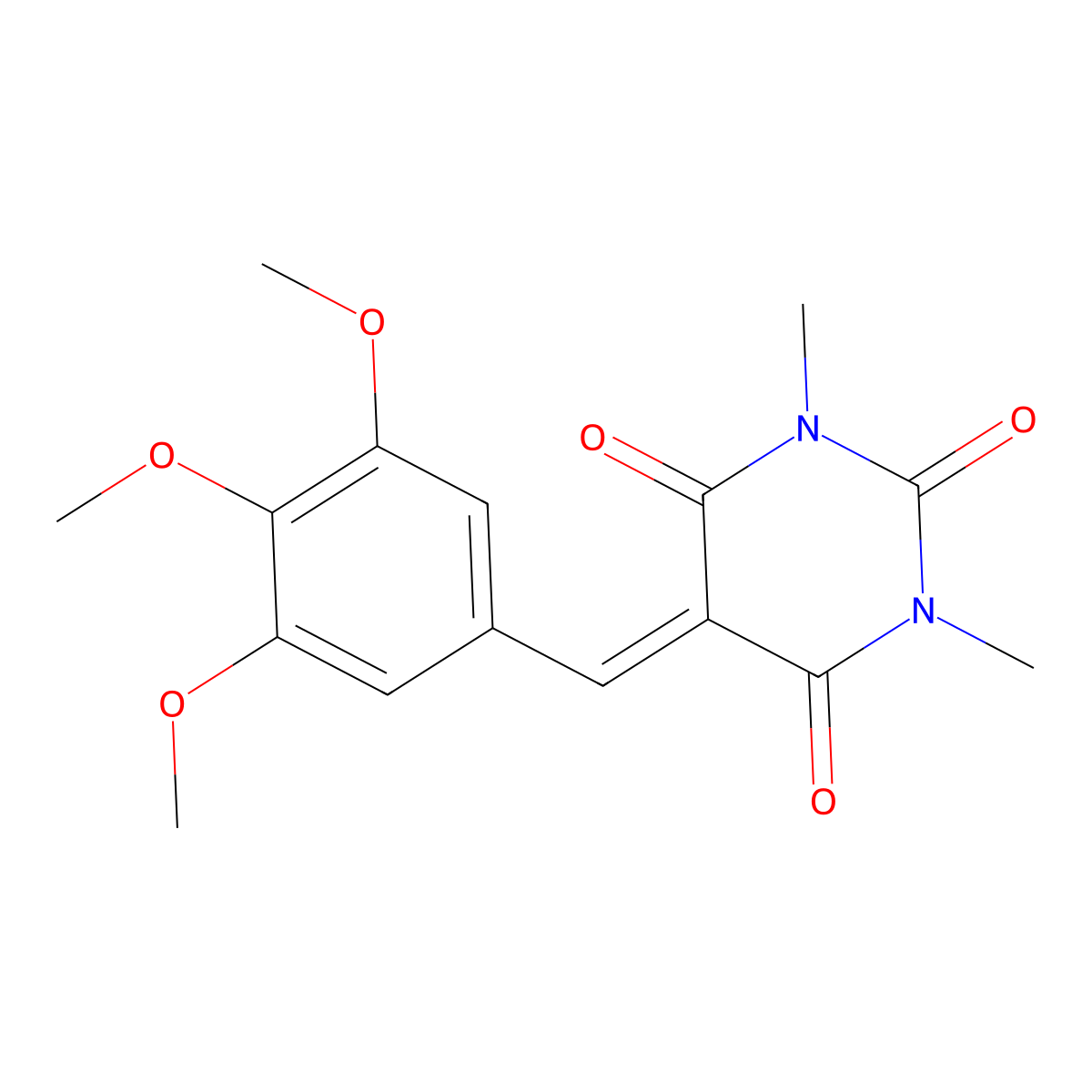 1,3-Dimethyl-5-[(3,4,5-trimethoxyphenyl)methylidene]-1,3-diazinane-2,4,6-trione molecular structure, CAS 313671-12-4