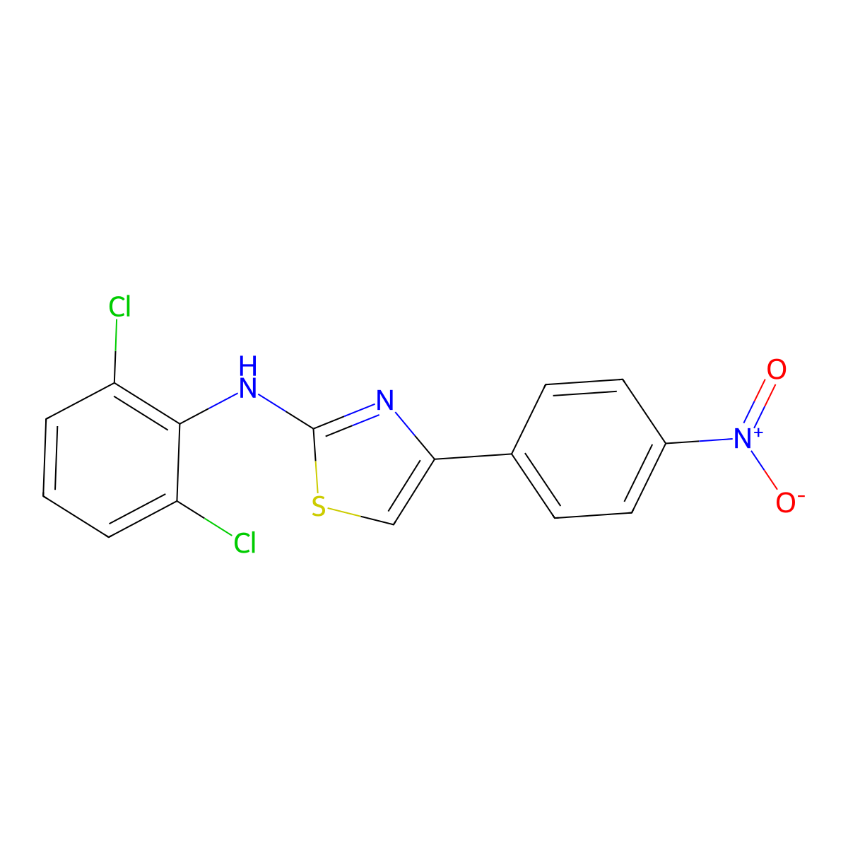 N-(2,6-dichlorophenyl)-4-(4-nitrophenyl)-1,3-thiazol-2-amine molecular structure, CAS 313671-26-0