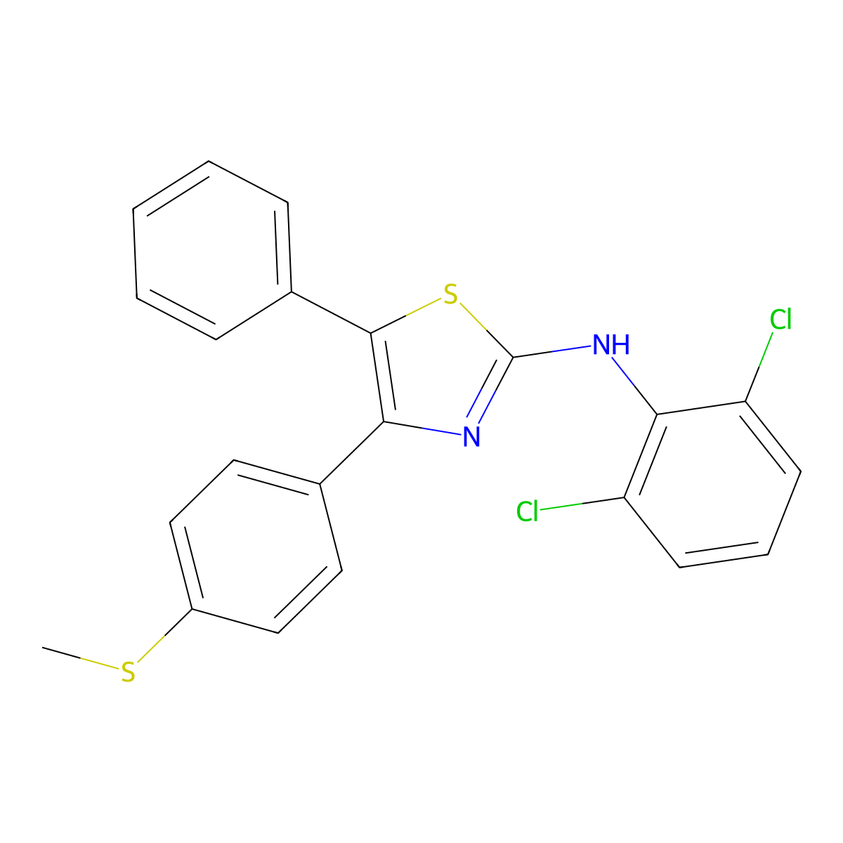 N-(2,6-dichlorophenyl)-4-[4-(methylsulfanyl)phenyl]-5-phenyl-1,3-thiazol-2-amine molecular structure, CAS 313671-29-3