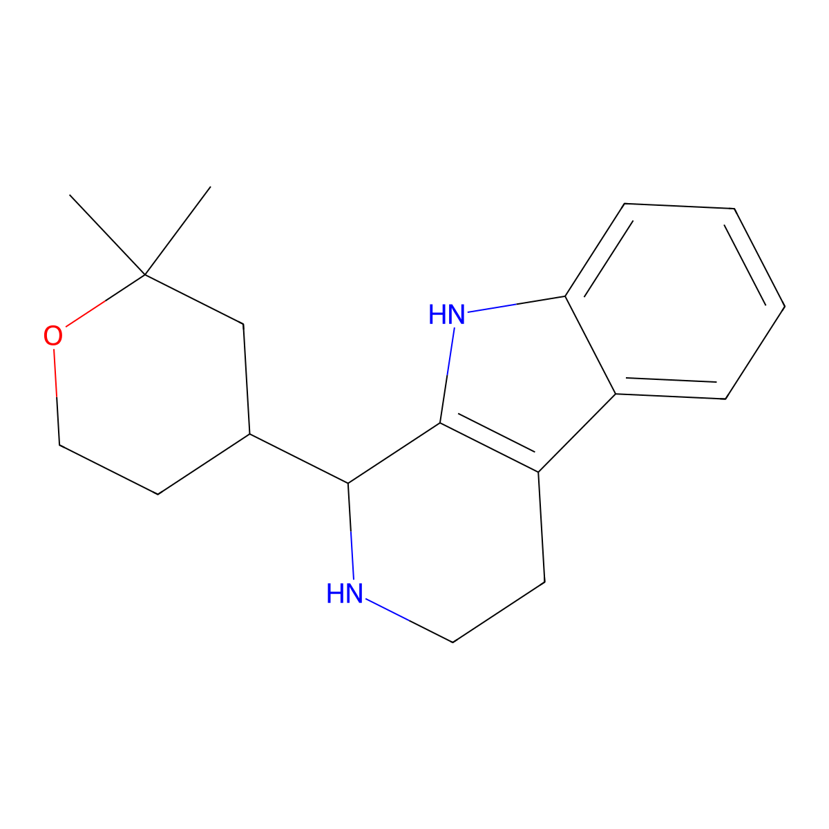 1-(2,2-Dimethyltetrahydro-2H-pyran-4-yl)-2,3,4,9-tetrahydro-1H-pyrido[3,4-b]indole molecular structure, CAS 313673-40-4