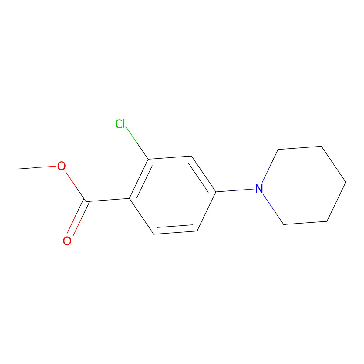 Methyl 2-chloro-4-piperidinobenzenecarboxylate molecular structure, CAS 313674-08-7
