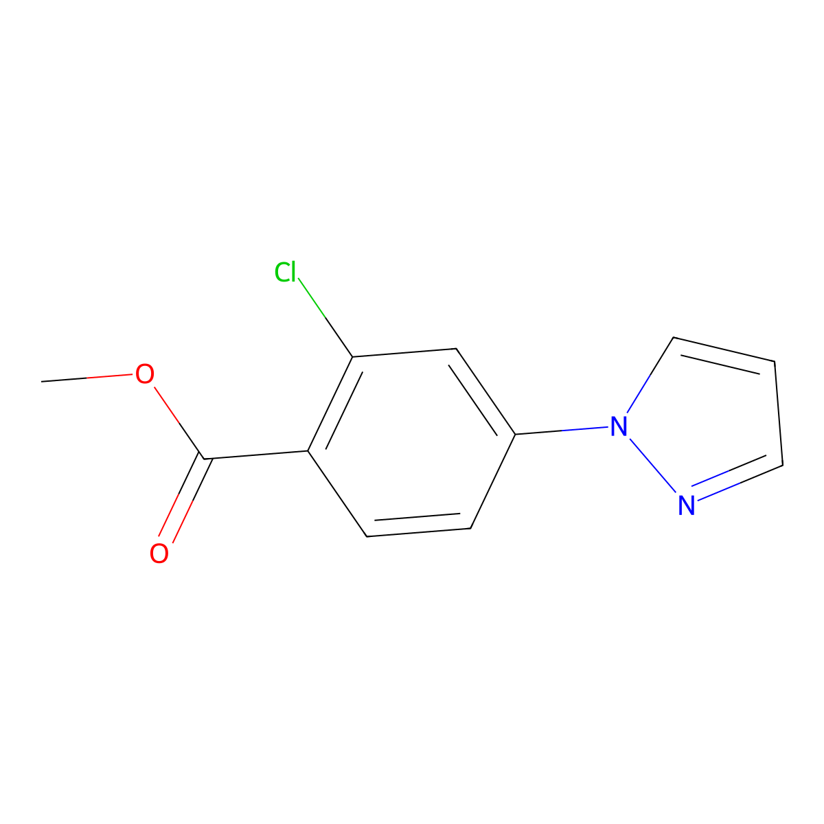 Methyl 2-chloro-4-(1H-pyrazol-1-yl)benzoate molecular structure, CAS 313674-09-8