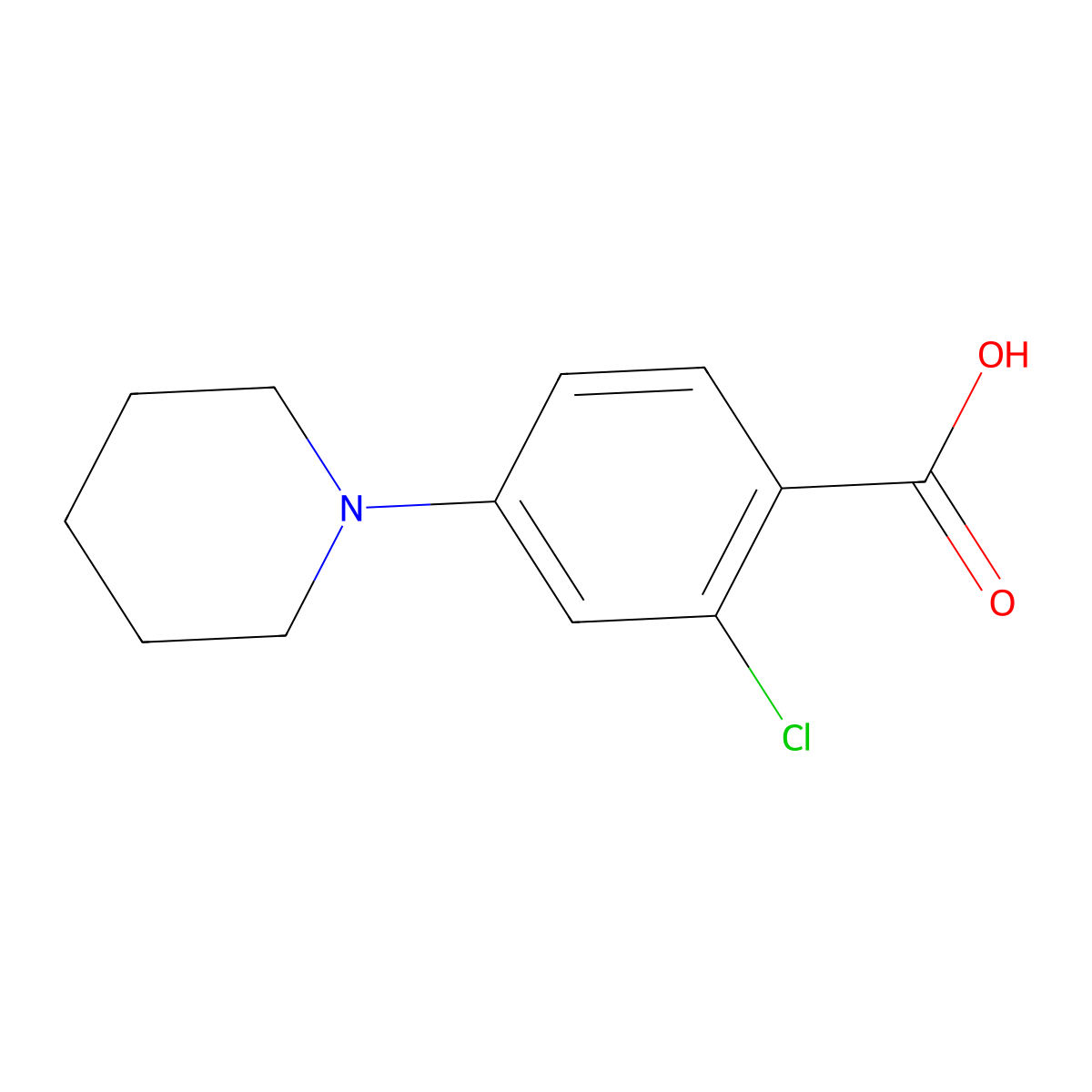 2-Chloro-4-piperidinobenzenecarboxylic acid molecular structure, CAS 313674-11-2