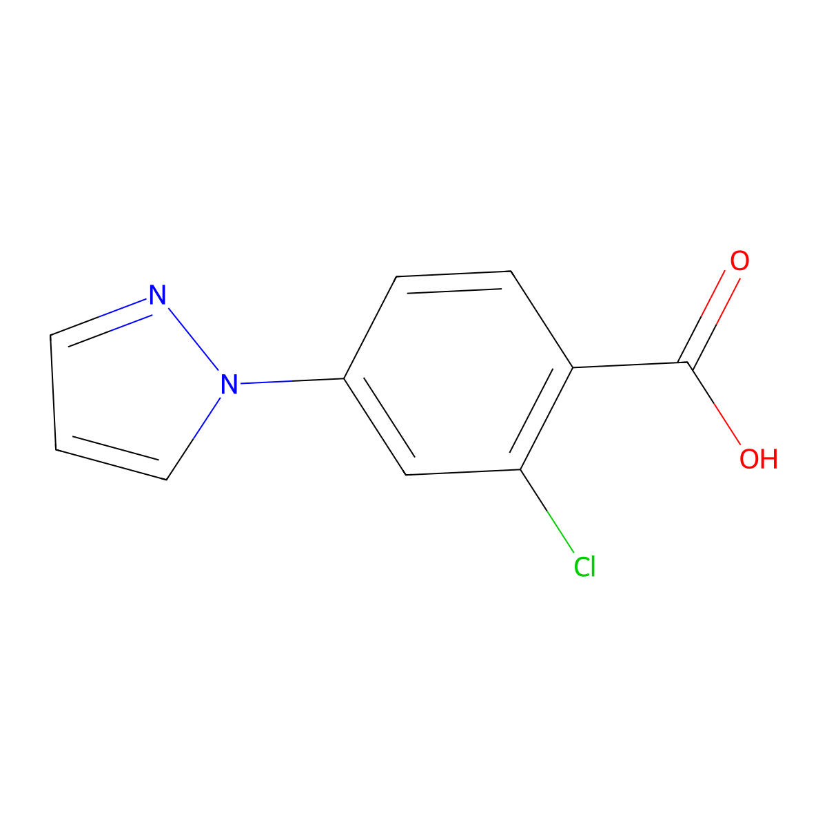 2-Chloro-4-(1H-pyrazol-1-yl)benzoic acid molecular structure, CAS 313674-12-3