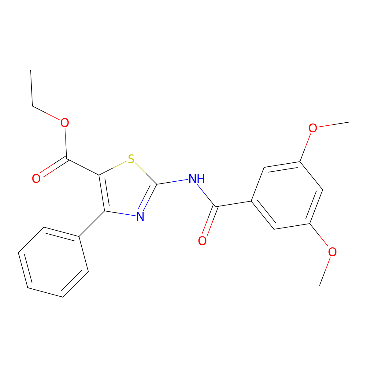 Ethyl 2-[(3,5-dimethoxybenzoyl)amino]-4-phenyl-1,3-thiazole-5-carboxylate molecular structure, CAS 313683-67-9