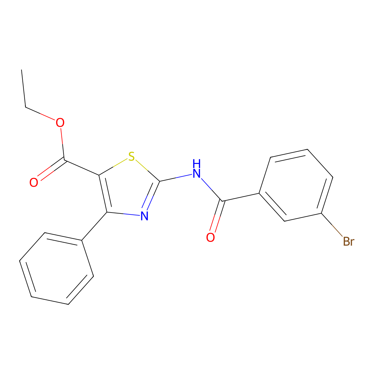 Ethyl 2-(3-bromobenzamido)-4-phenylthiazole-5-carboxylate molecular structure, CAS 313683-68-0
