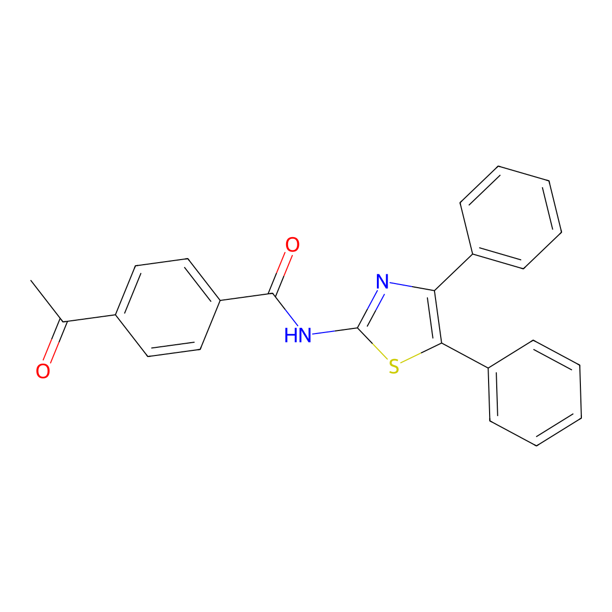 4-acetyl-N-(4,5-diphenyl-1,3-thiazol-2-yl)benzamide molecular structure, CAS 313683-72-6