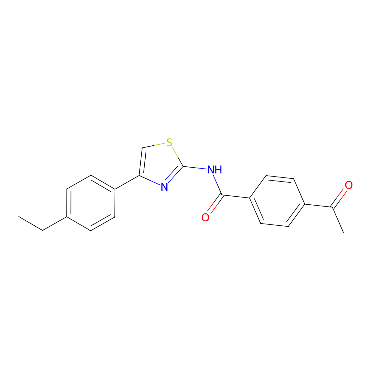4-acetyl-N-[4-(4-ethylphenyl)-1,3-thiazol-2-yl]benzamide molecular structure, CAS 313683-73-7