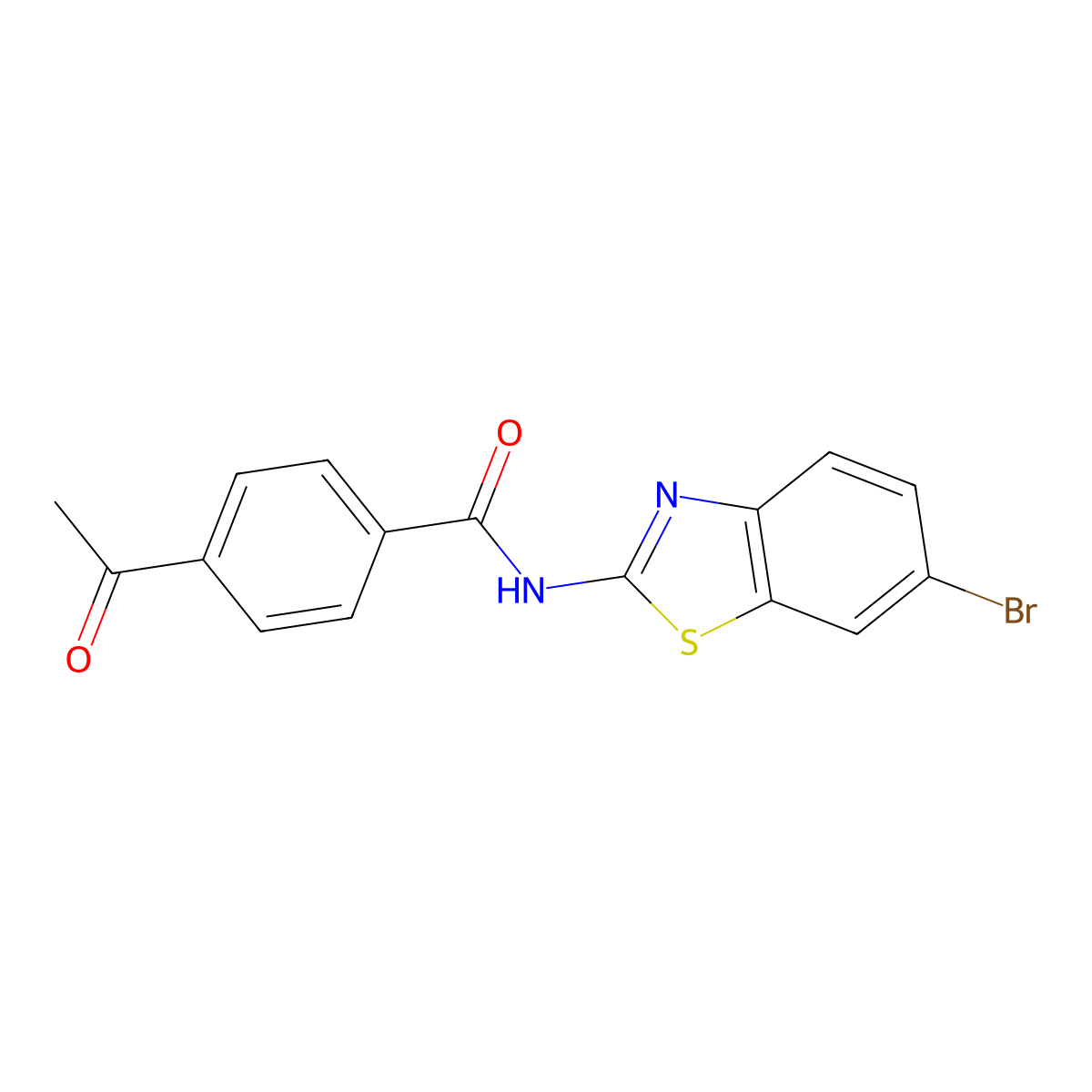 4-acetyl-N-(6-bromo-1,3-benzothiazol-2-yl)benzamide molecular structure, CAS 313683-75-9