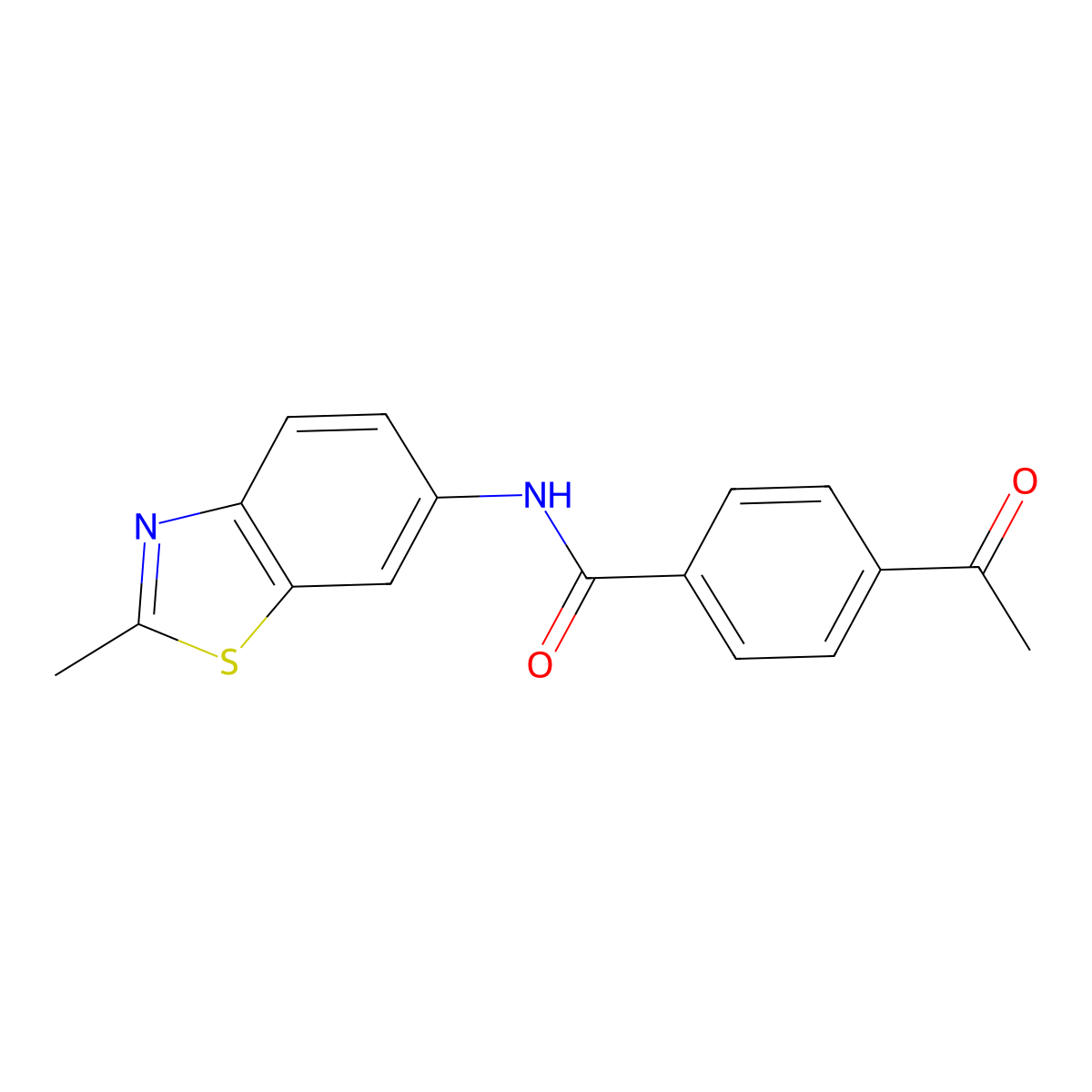 4-acetyl-N-(2-methyl-1,3-benzothiazol-6-yl)benzamide molecular structure, CAS 313683-77-1
