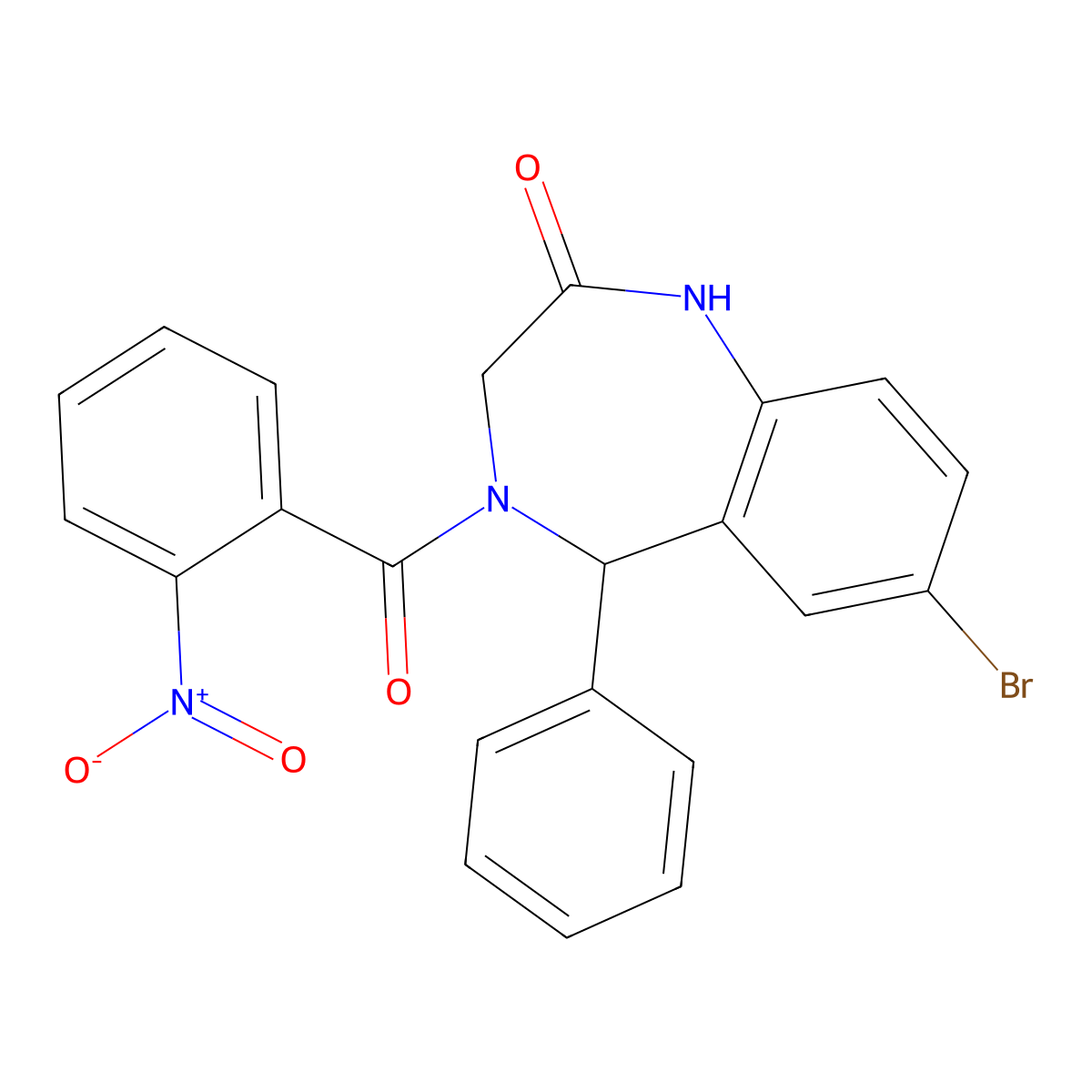 7-bromo-4-(2-nitrobenzoyl)-5-phenyl-3,5-dihydro-1H-1,4-benzodiazepin-2-one molecular structure, CAS 313683-89-5