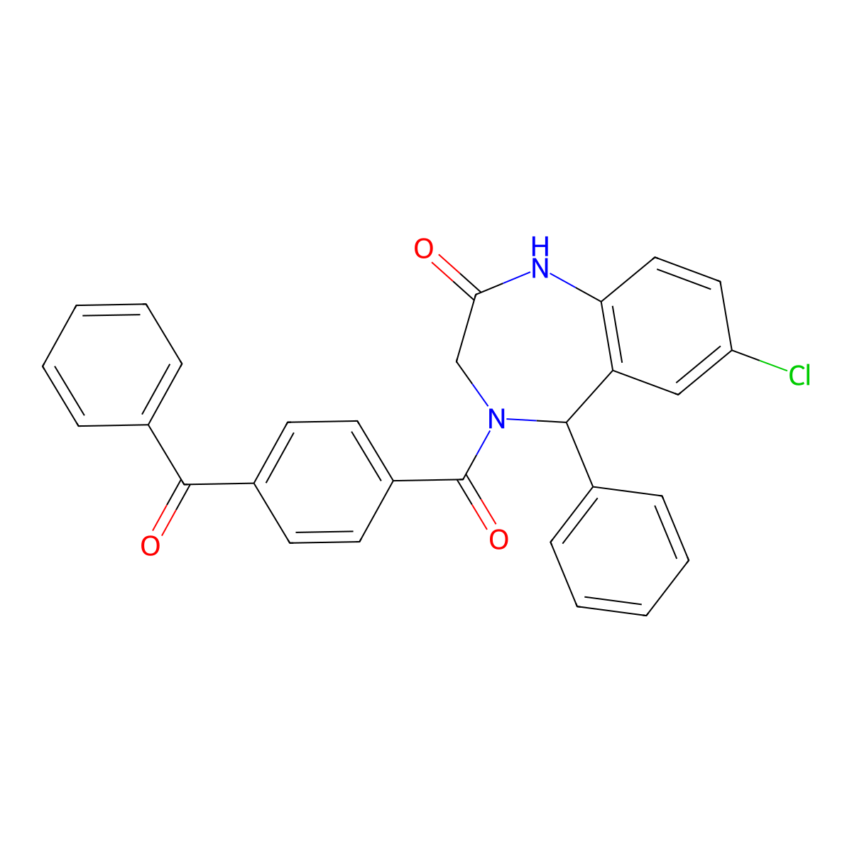4-(4-benzoylbenzoyl)-7-chloro-5-phenyl-4,5-dihydro-1H-benzo[e][1,4]diazepin-2(3H)-one molecular structure, CAS 313683-97-5