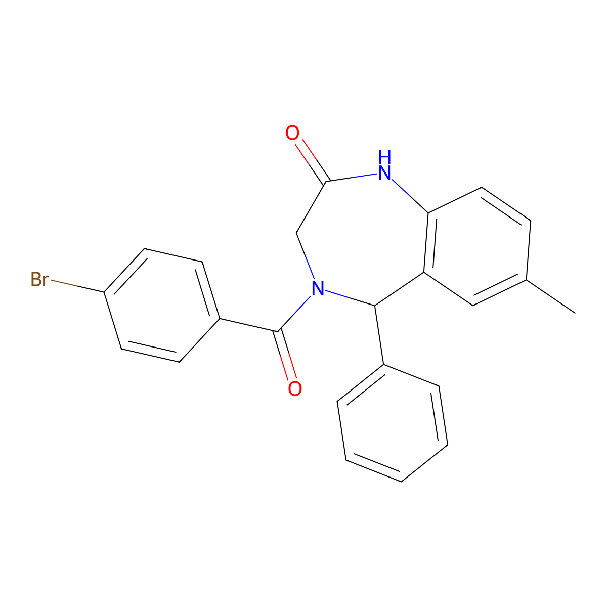 4-(4-bromobenzoyl)-7-methyl-5-phenyl-4,5-dihydro-1H-benzo[e][1,4]diazepin-2(3H)-one molecular structure, CAS 313684-00-3