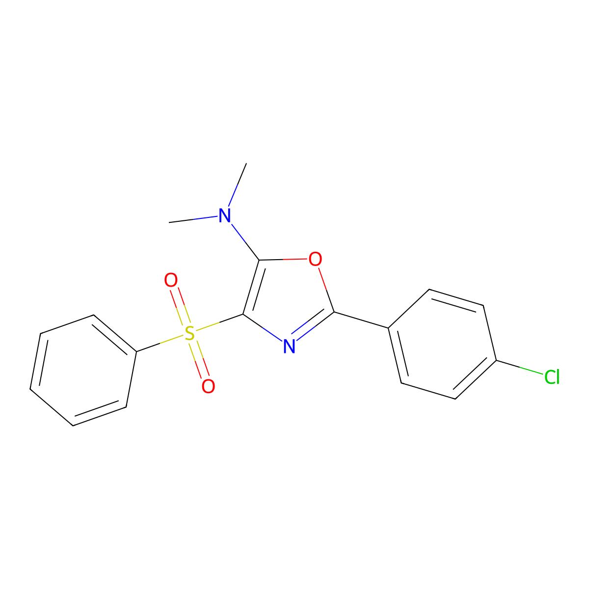 4-(benzenesulfonyl)-2-(4-chlorophenyl)-N,N-dimethyl-1,3-oxazol-5-amine molecular structure, CAS 313684-03-6