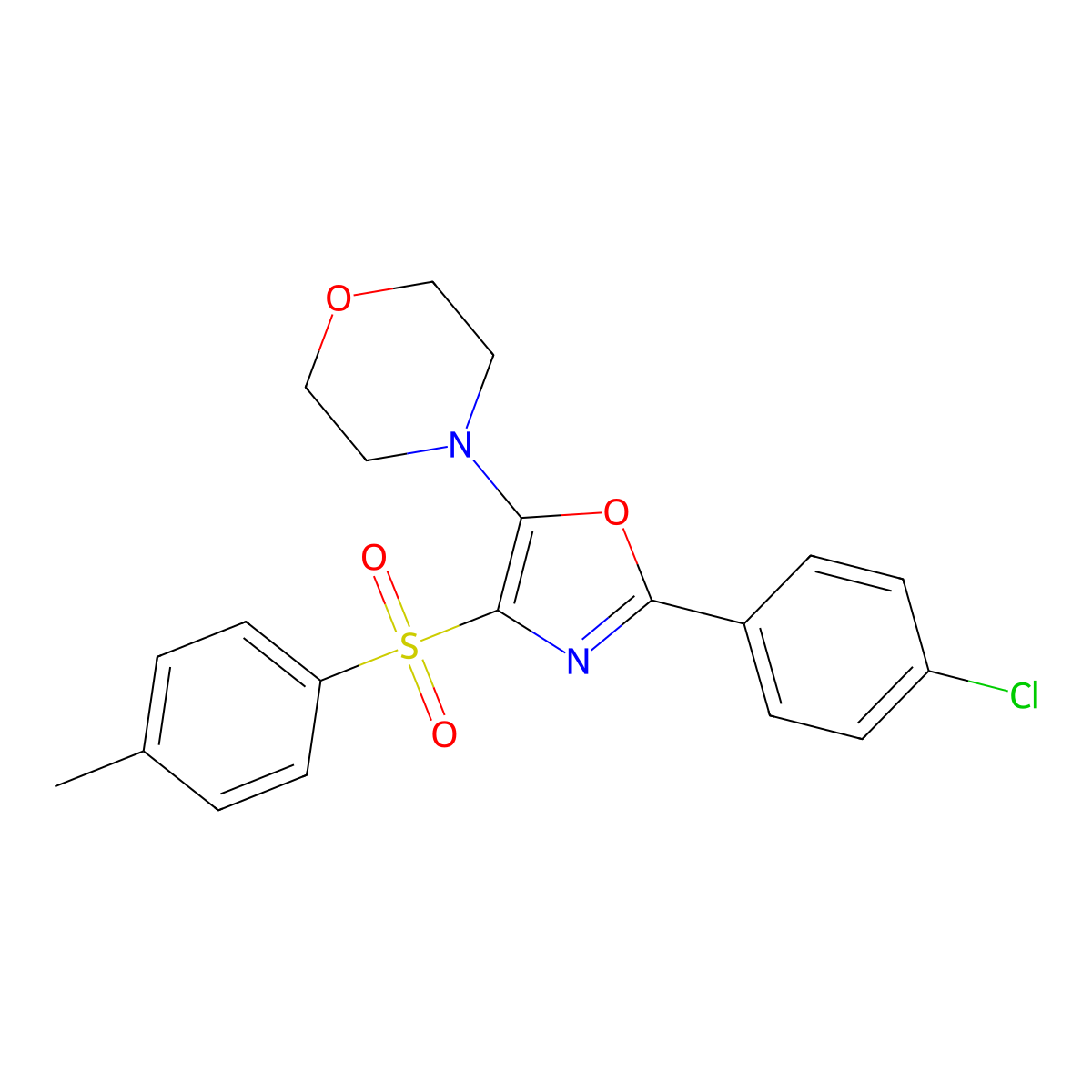 4-(2-(4-Chlorophenyl)-4-tosyloxazol-5-yl)morpholine molecular structure, CAS 313684-04-7