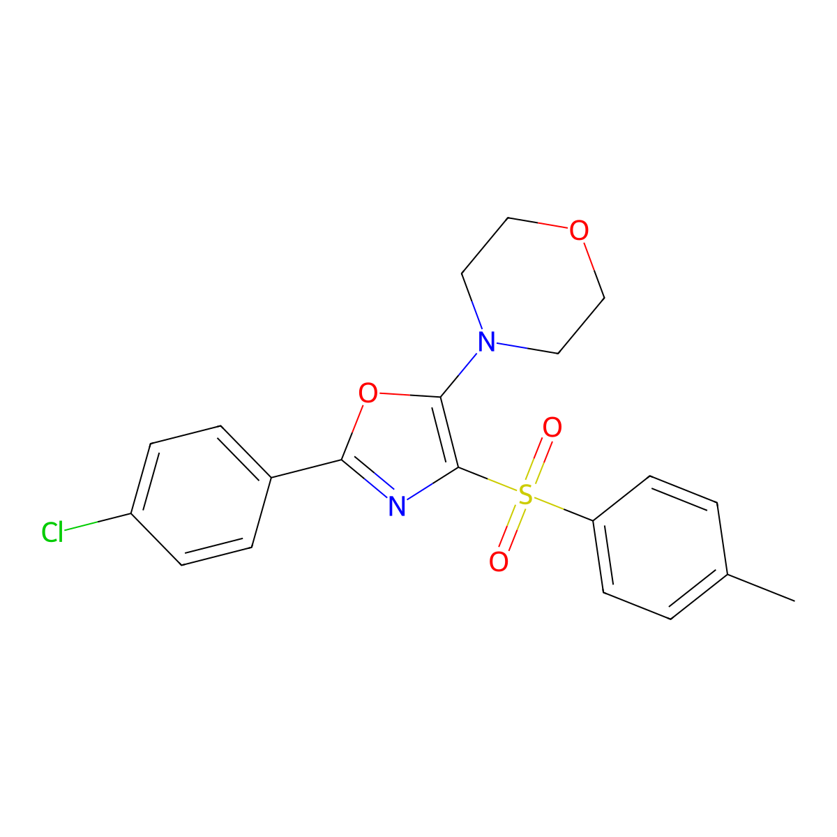 4-(2-(4-Chlorophenyl)-4-tosyloxazol-5-yl)morpholine molecular structure, CAS 313684-04-7