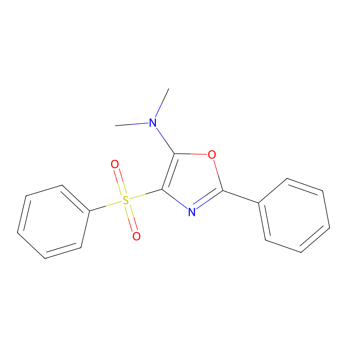 4-(benzenesulfonyl)-N,N-dimethyl-2-phenyl-1,3-oxazol-5-amine molecular structure, CAS 313684-06-9
