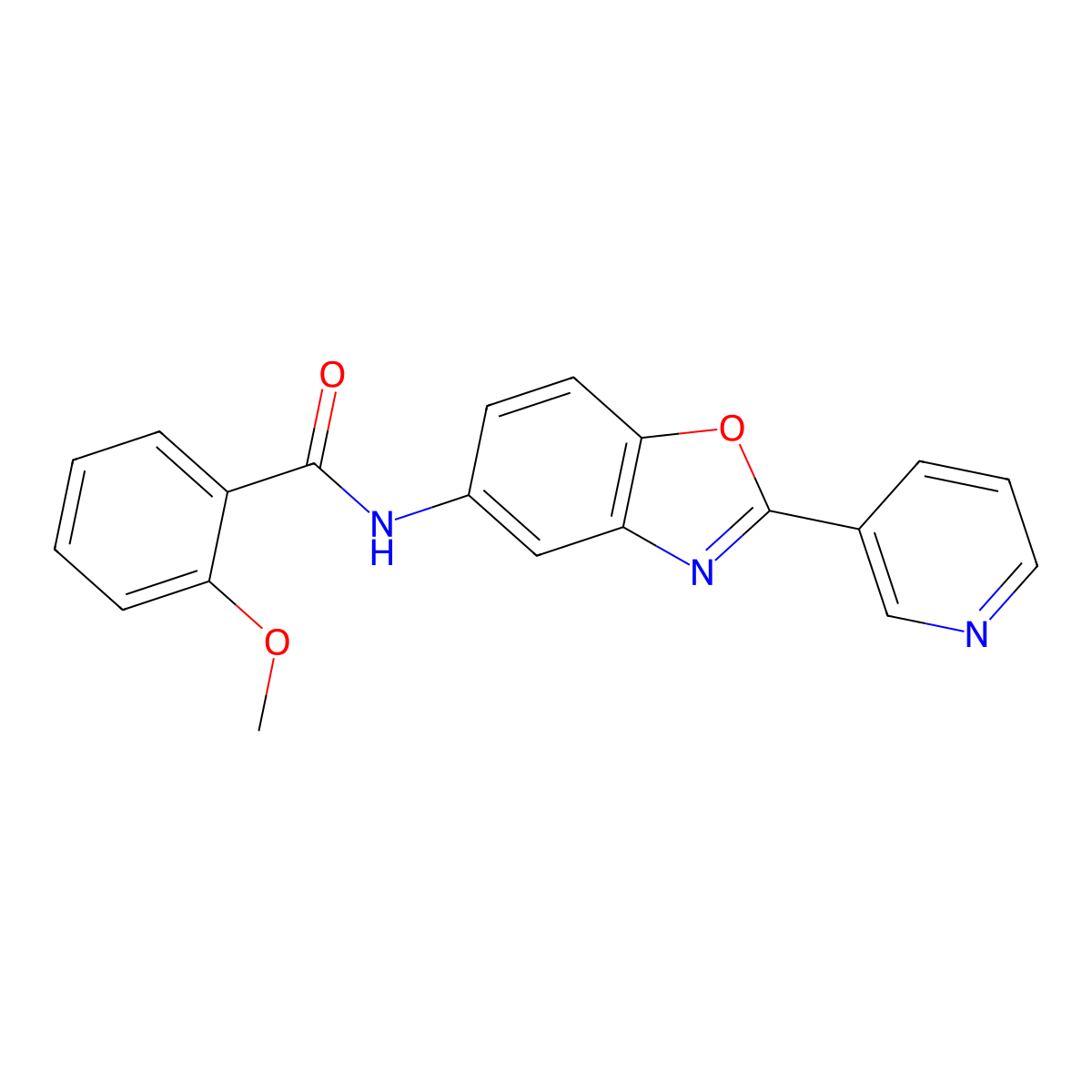 2-methoxy-N-(2-pyridin-3-yl-1,3-benzoxazol-5-yl)benzamide molecular structure, CAS 313684-81-0
