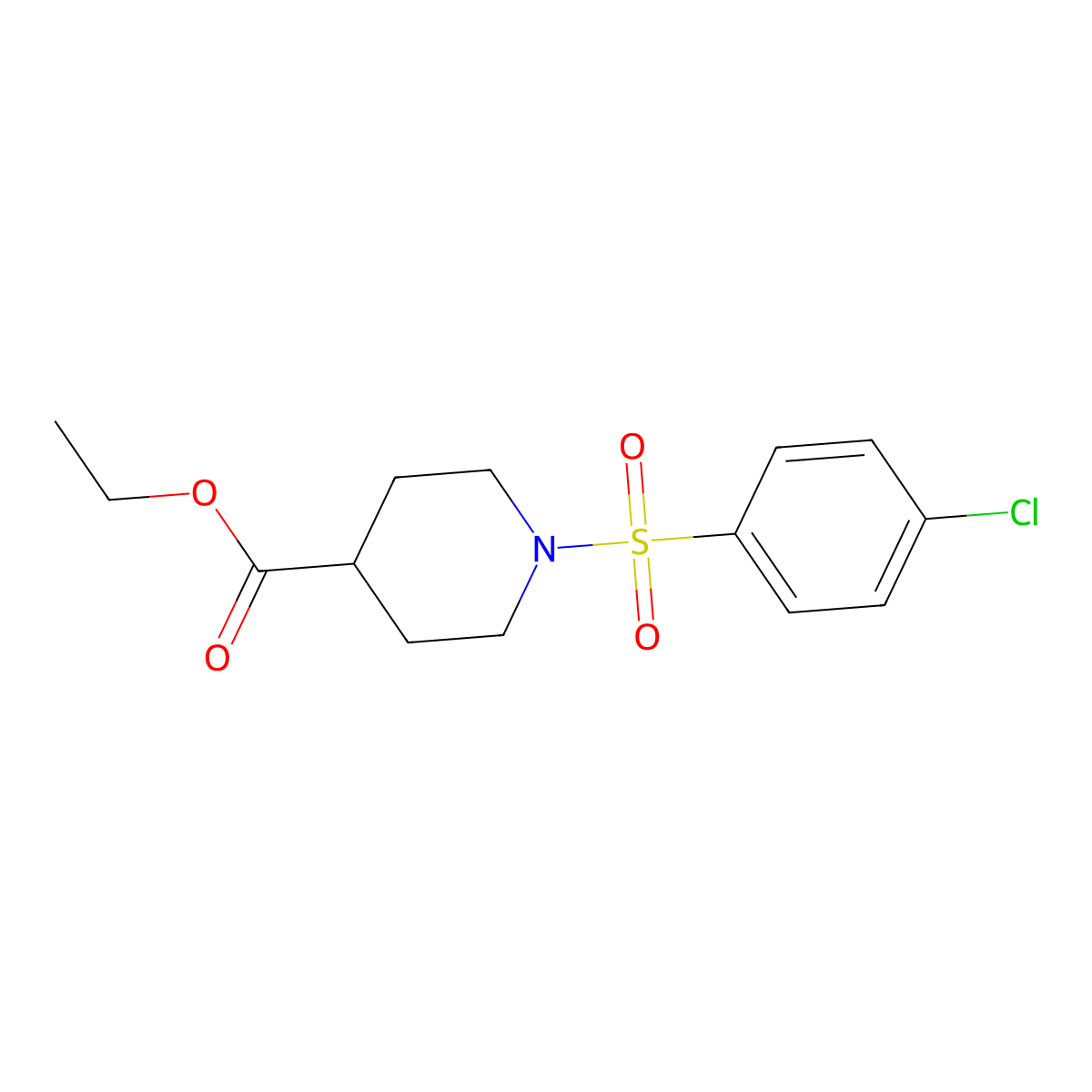 Ethyl 1-((4-chlorophenyl)sulfonyl)piperidine-4-carboxylate molecular structure, CAS 313685-03-9