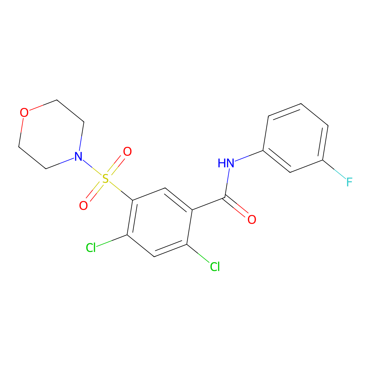 2,4-dichloro-N-(3-fluorophenyl)-5-(4-morpholinylsulfonyl)benzamide molecular structure, CAS 313685-55-1