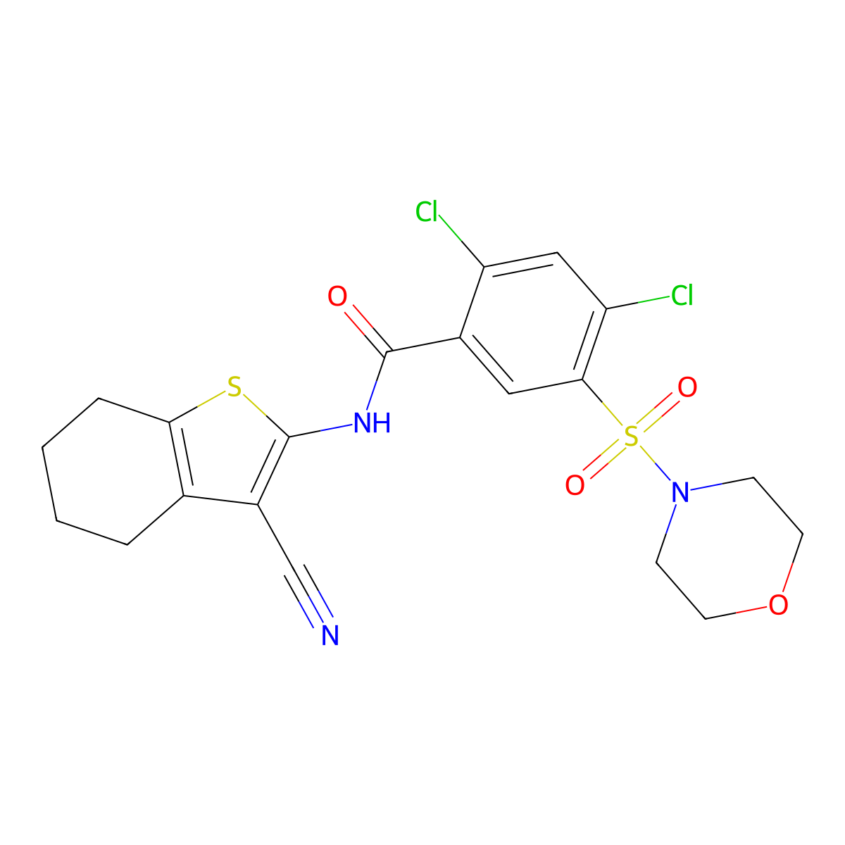 2,4-Dichloro-N-(3-Cyano-4,5,6,7-Tetrahydro-Benzothiophen-2yl)-5-(Morpholine-4-Sulfonyl)-Benzamide molecular structure, CAS 313685-57-3