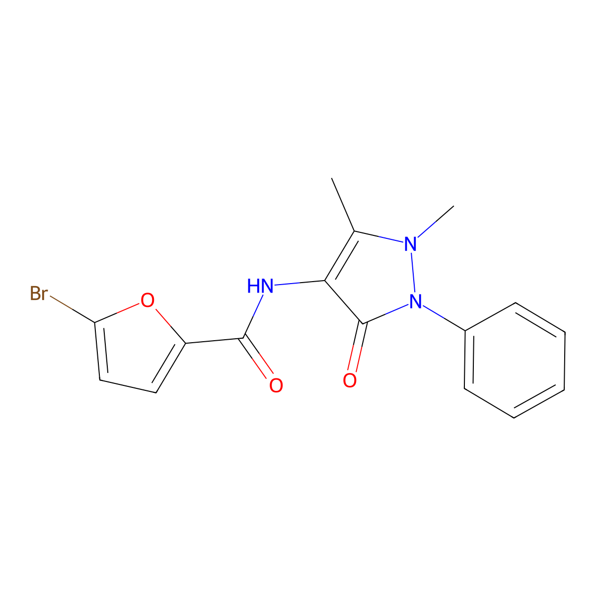 5-bromo-N-(1,5-dimethyl-3-oxo-2-phenylpyrazol-4-yl)furan-2-carboxamide molecular structure, CAS 313685-85-7