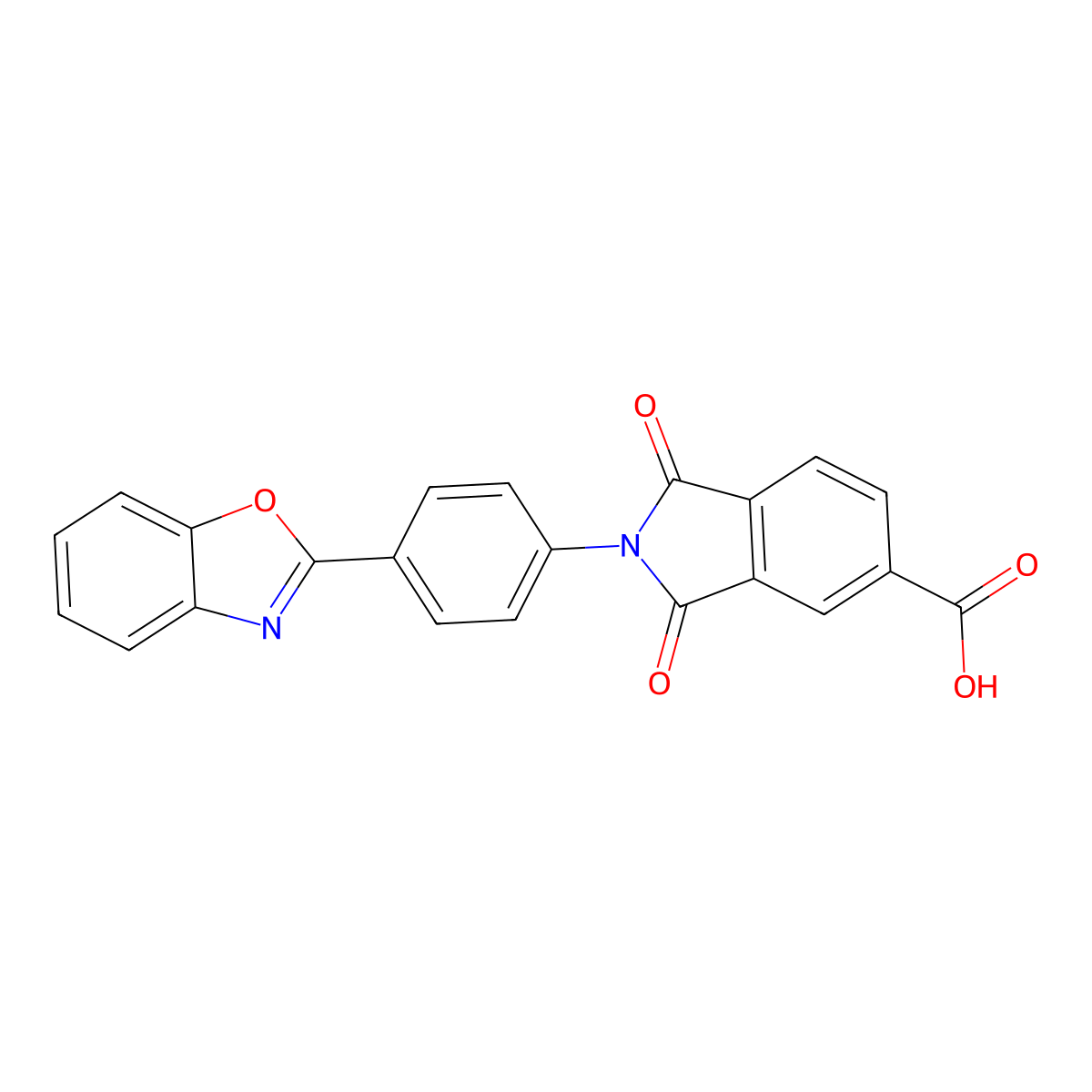 2-[4-(1,3-benzoxazol-2-yl)phenyl]-1,3-dioxo-2,3-dihydro-1H-isoindole-5-carboxylic acid molecular structure, CAS 313685-94-8