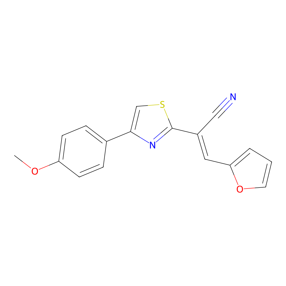 (2E)-3-(furan-2-yl)-2-[4-(4-methoxyphenyl)-1,3-thiazol-2-yl]prop-2-enenitrile molecular structure, CAS 313687-30-8