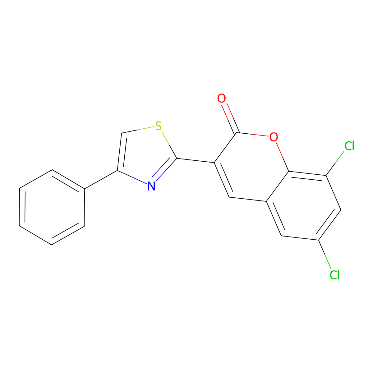 6,8-Dichloro-3-(4-phenyl-1,3-thiazol-2-yl)chromen-2-one molecular structure, CAS 313687-51-3